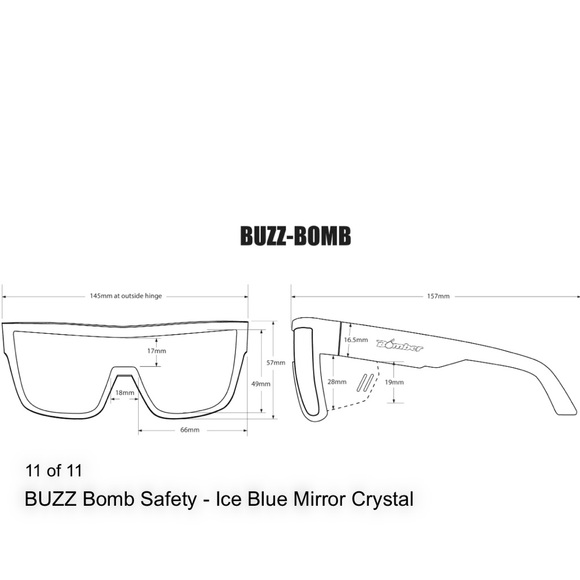 Bomber buzz polarized ANSI Z87 safety glasses- Ice blue mirror lens - Picture 7 of 8